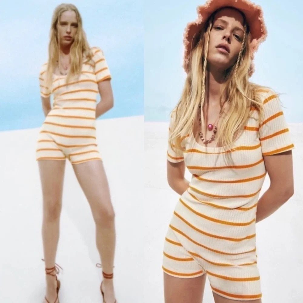 Zara NWT Ribbed Knit Romper